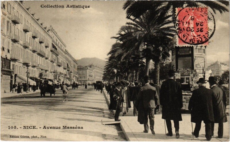 Carte postale ancienne Nice - Avenue Masséna à Nice