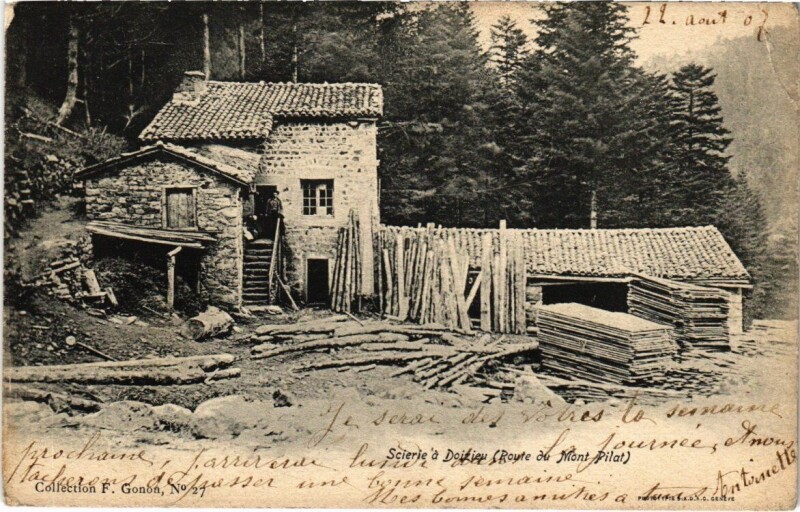 Carte postale ancienne Scierie a Doizieu