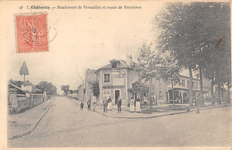 Carte postale ancienne Chatenay Boulevard De Versailles Et Route De Verrieres