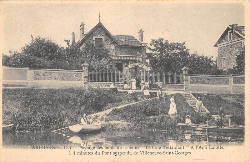 Carte postale ancienne Ablon Le Cafe Restaurant A L'Ami Lolotte