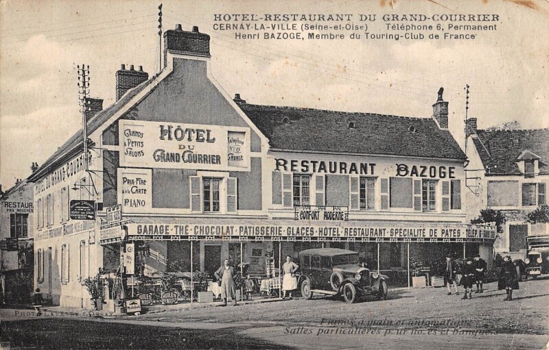 Carte postale ancienne Cernay La Ville Hotel Restaurant Du Grand Courrier Henri Bazoge à Cernay-la-Ville