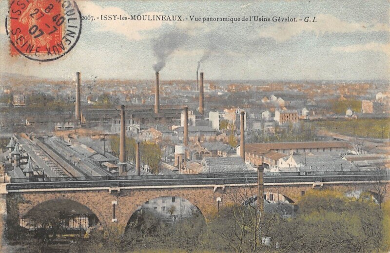 Carte postale ancienne Issy-Les-Moulineaux, Vue panoramique de l'Usine Gévelot, c.1907 postcard à Issy-les-Moulineaux
