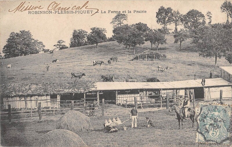 Carte postale ancienne Robinson Plessis Piquet La Ferme Et La Prairie