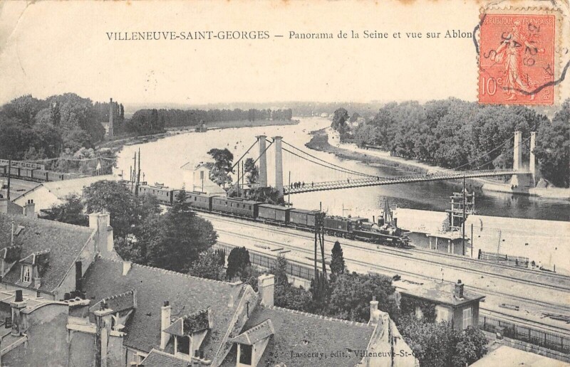 Carte postale ancienne Villeneuve Saint Georges Panorama De La Seine Et Vue Sur Ablon à Villeneuve-Saint-Georges