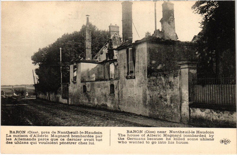 Carte postale ancienne Militaire - Baron - Pres de Nantheuil-le-Haudouin à Baron