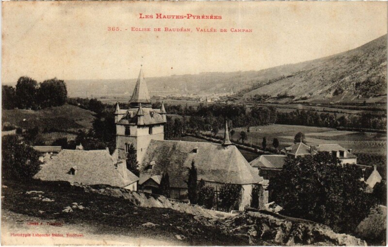 Carte postale ancienne Eglise de Baudéan, Vallée de Campan à Campan