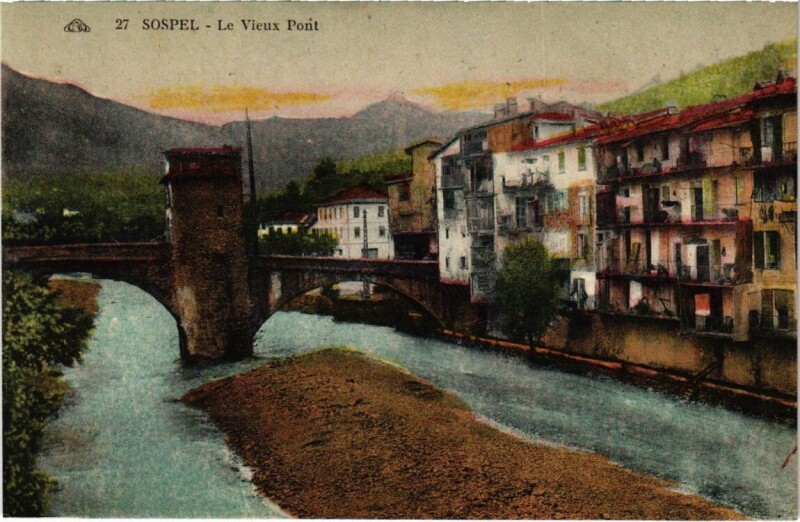 Carte postale ancienne Sospel - Le Vieux Pont à Sospel