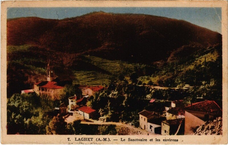 Carte postale ancienne Laghet - Le sanctuaire et les environs