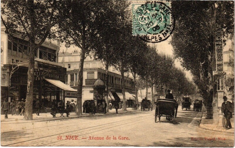 Carte postale ancienne Nice - Avenue de la Gare à Nice