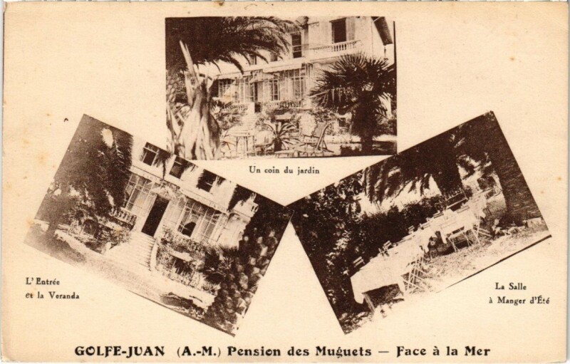 Carte postale ancienne Golfe-Juan - Pension de Muguets - Face a la Mer