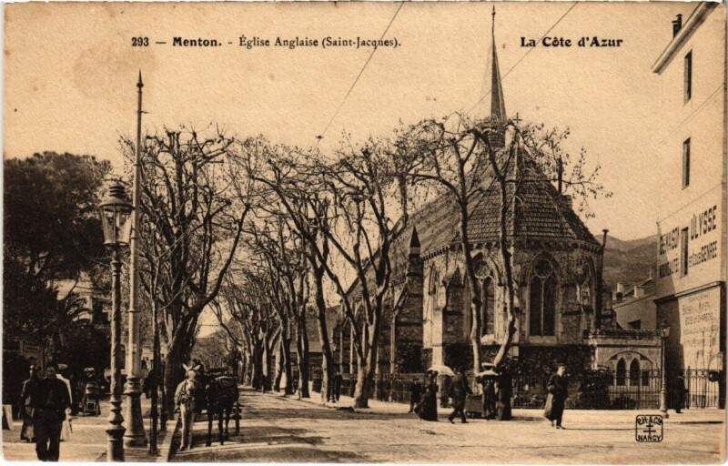 Carte postale ancienne Menton - Eglise Anglaise (Saint-Jacques) à Menton