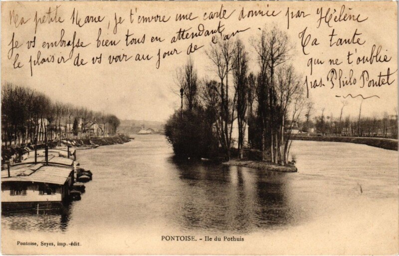 Carte postale ancienne Pontoise - Ile du Pothuis à Pontoise