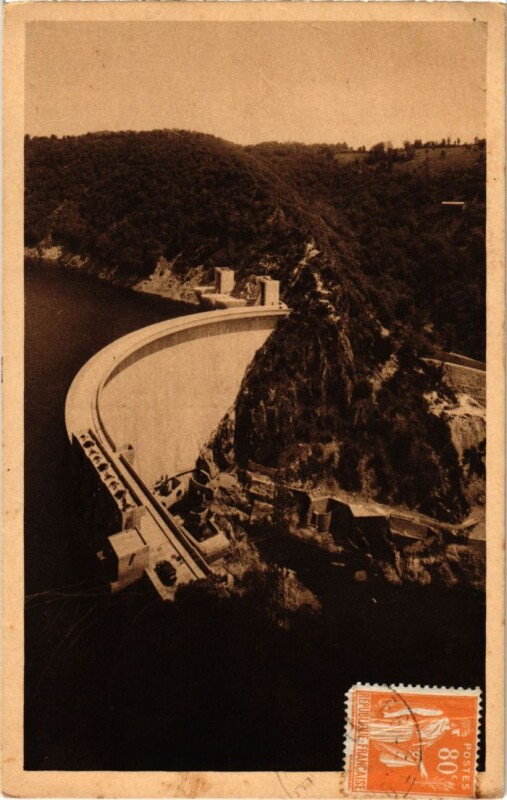 Carte postale ancienne Gorges de la Haute Dordogne - Barrage de Mareges