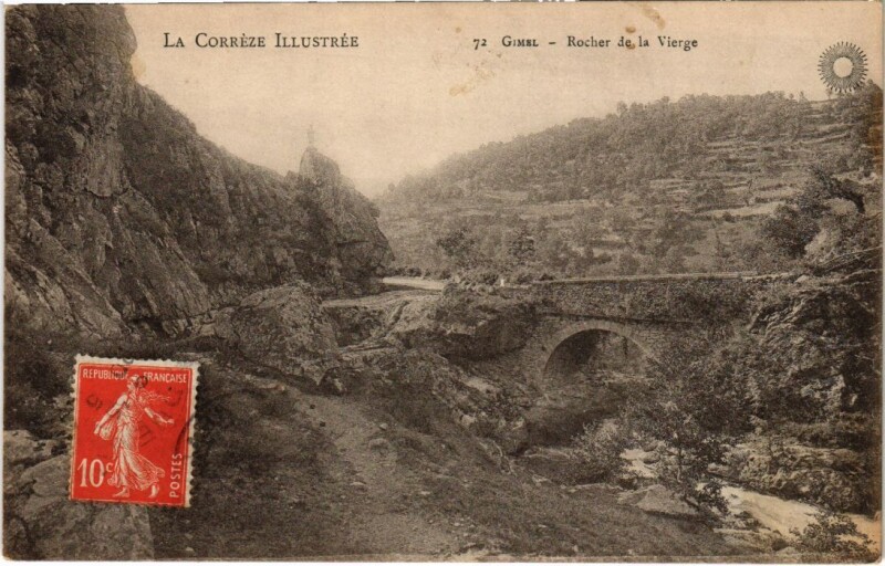 Carte postale ancienne Gimel - Rocher de la Vierge