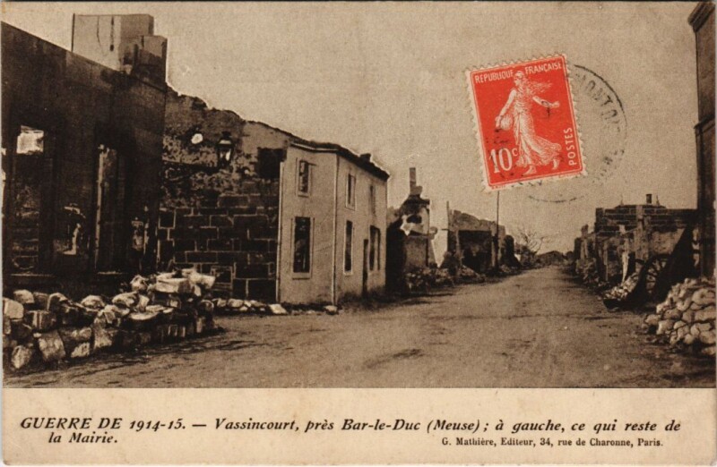 Carte postale ancienne Guerre De - Vassincourt à Vassincourt