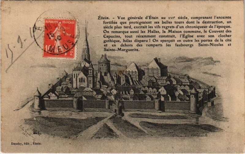 Carte postale ancienne Etain - Vue generale à Étain