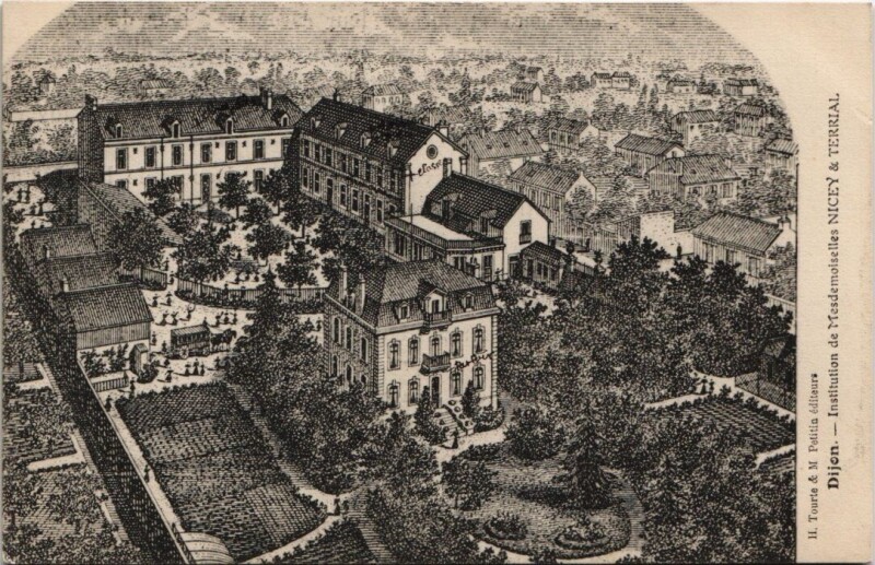Carte postale ancienne Dijon - Institution de Mesdemoiselle Nicey et Terral à Dijon