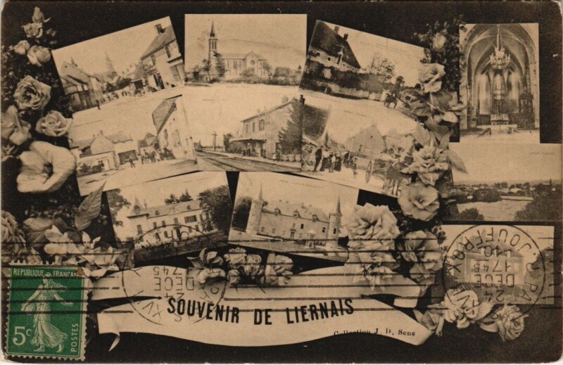 Carte postale ancienne Liernais - Souvenir collage à Liernais