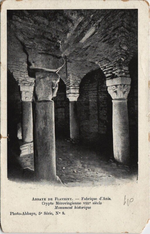 Carte postale ancienne Abbaye de Flavigny - Crypte Mérovignienne VIIIe sc.