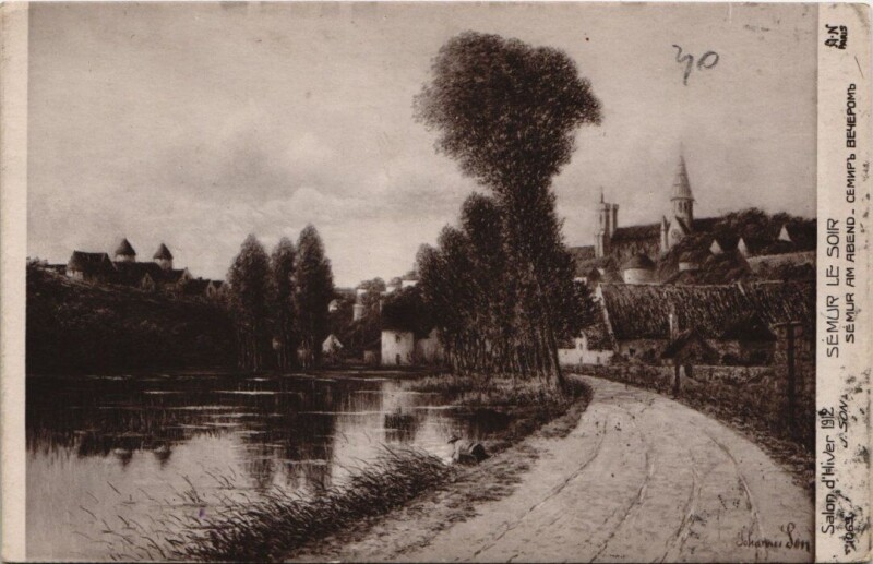 Carte postale ancienne Semur - Le soir