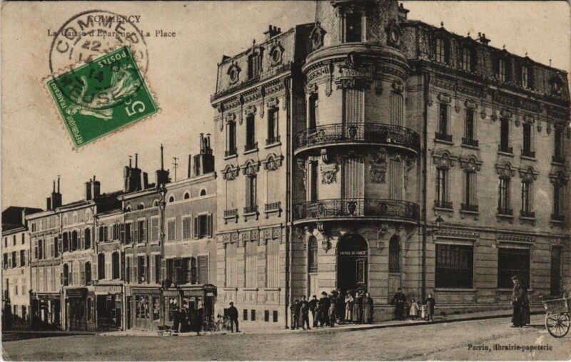 Carte postale ancienne Commercy - La caisse d'epargne la place à Commercy