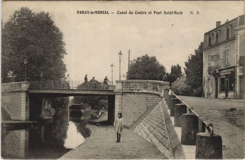 Carte postale ancienne Paray-le-Monial - Canal du Centre et Pont Saint-Roch à Paray-le-Monial
