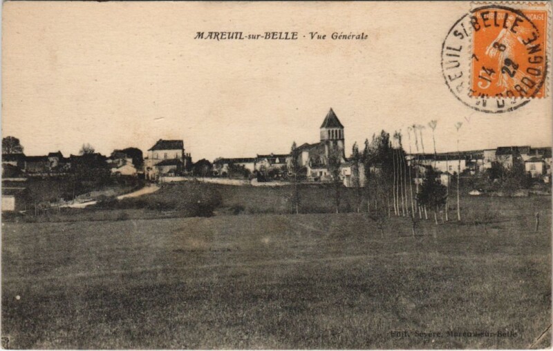 Carte postale ancienne Mareuil-sur-Belle - Vue génétale