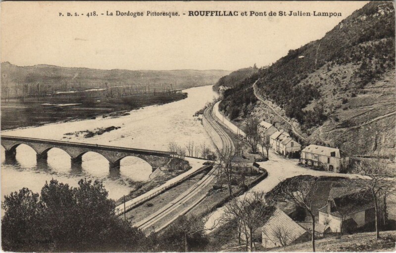 Carte postale ancienne Rouffillac et Pont de Saint-Julien-Lampon