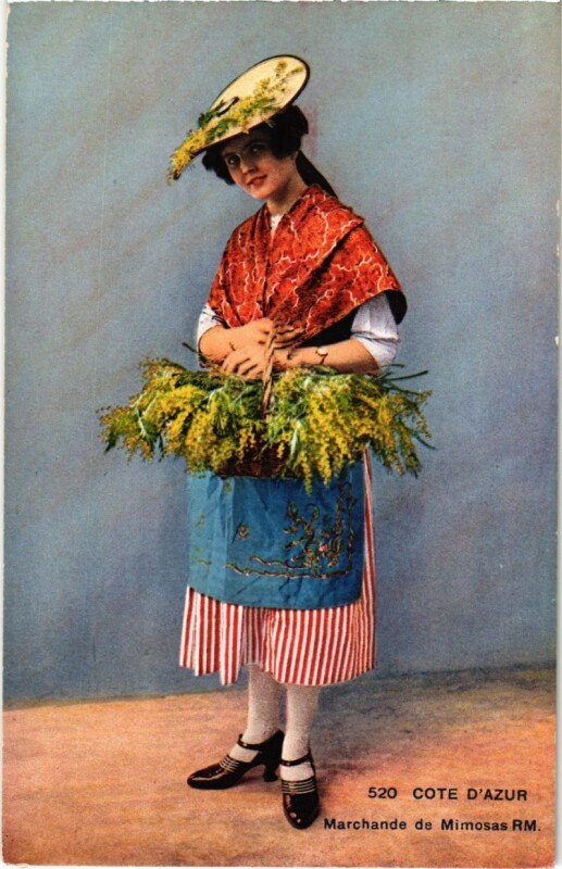 Carte postale ancienne Nice- Marchande de Mimosas France