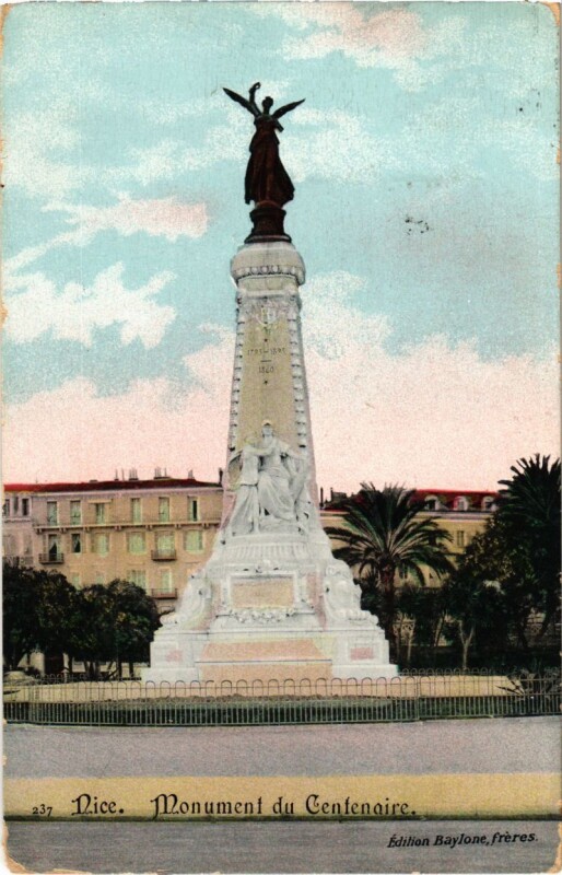 Carte postale ancienne Nice- Monument du Centenaire France