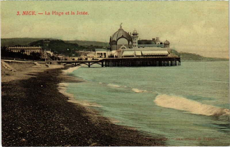 Carte postale ancienne Nice- La Plage et la Jetee France
