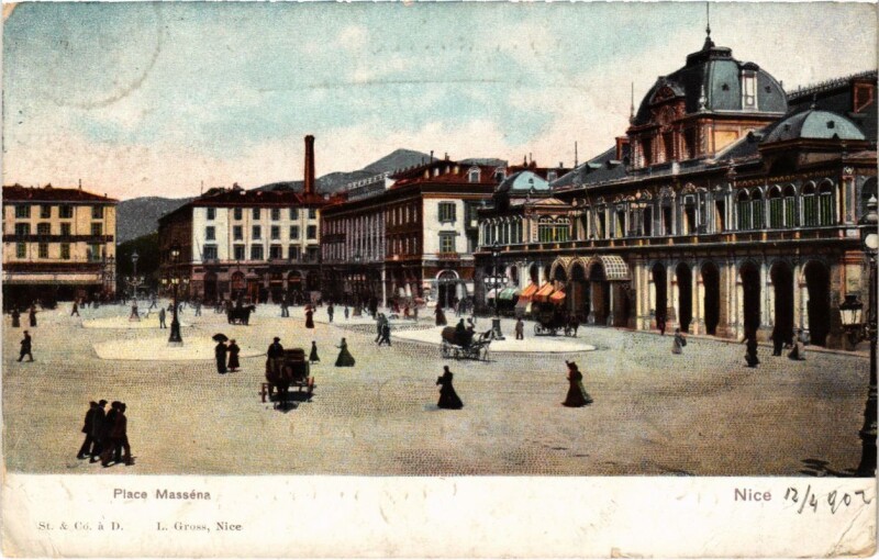 Carte postale ancienne Nice- Place Massena France