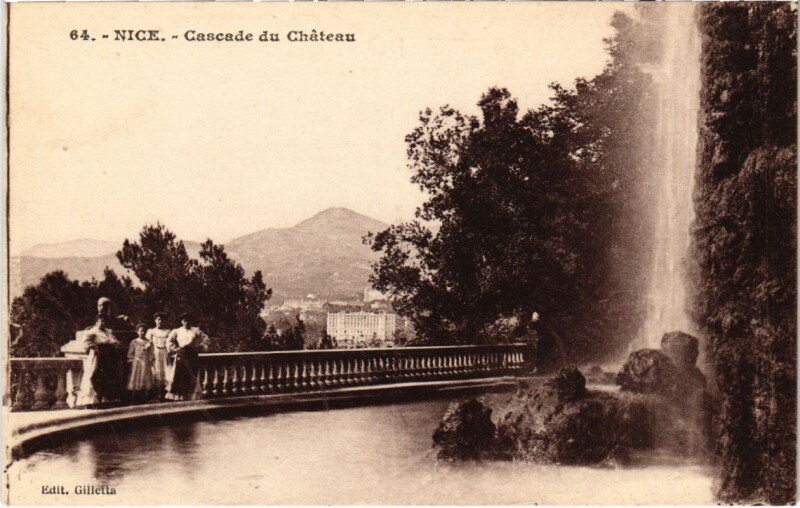 Carte postale ancienne Nice- Cascade du Chateau France