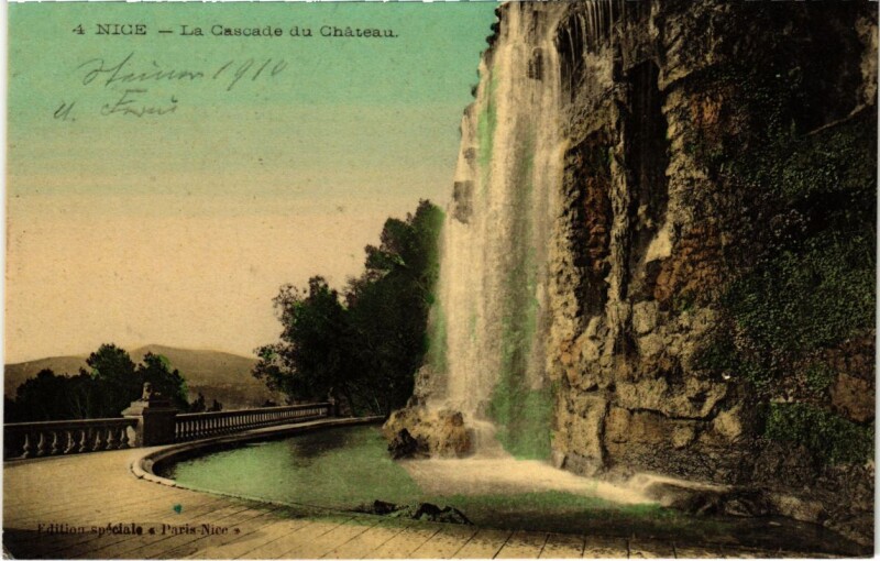 Carte postale ancienne Nice- Cascade du Chateau France