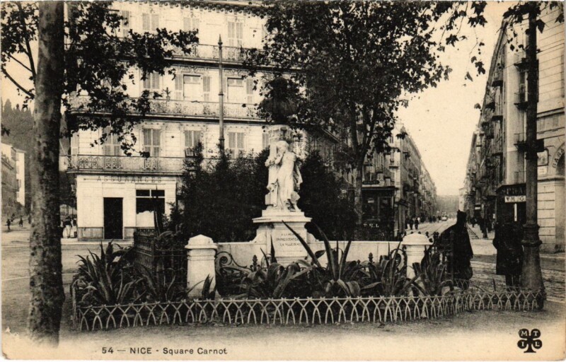 Carte postale ancienne Nice- Square Carnot France