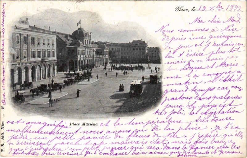 Carte postale ancienne Nice- Place Massena France