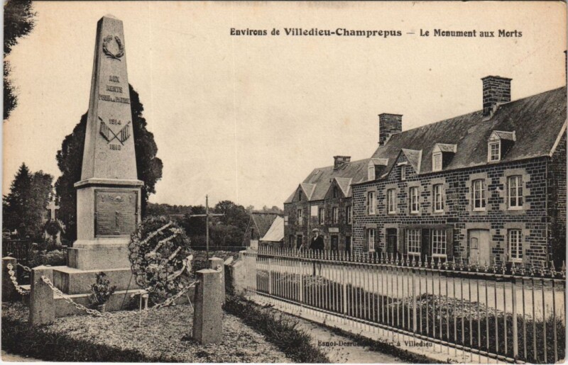 Carte postale ancienne Environs de Villedieu-Champrepus - Le Monument aux Morts à Villedieu