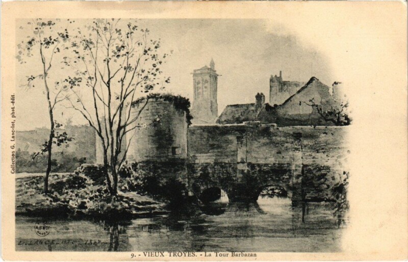 Carte postale ancienne Vieux Troyes - La Tour Barbazan à Troyes