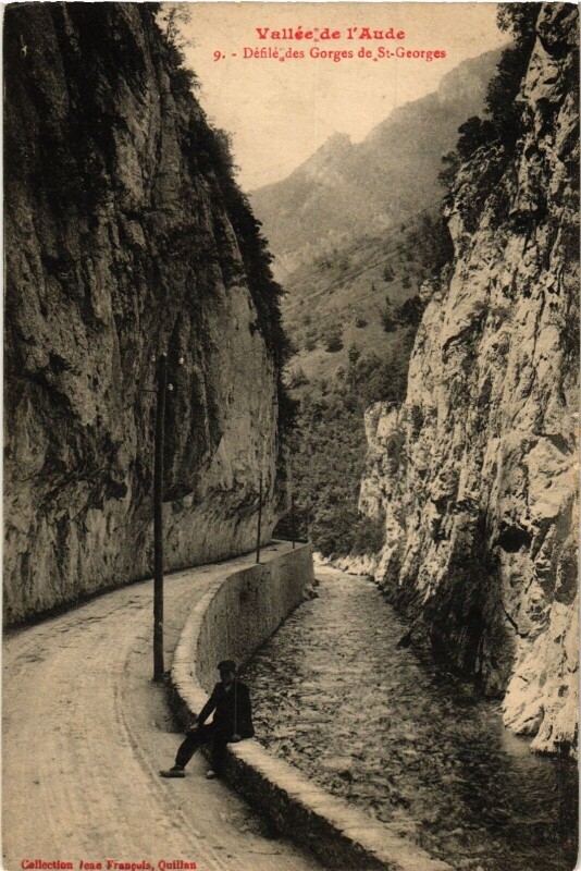 Carte postale ancienne Vallee de l'Aude Defile des Gorges de St.Georges France