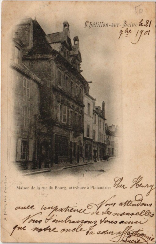 Carte postale ancienne Chatillon-sur-Seine - Maison de la rue du Bourg à Châtillon-sur-Seine