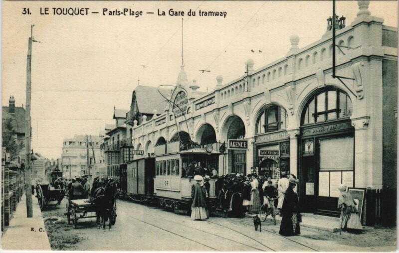 Carte postale ancienne Le Touquet - La Gare du tramway