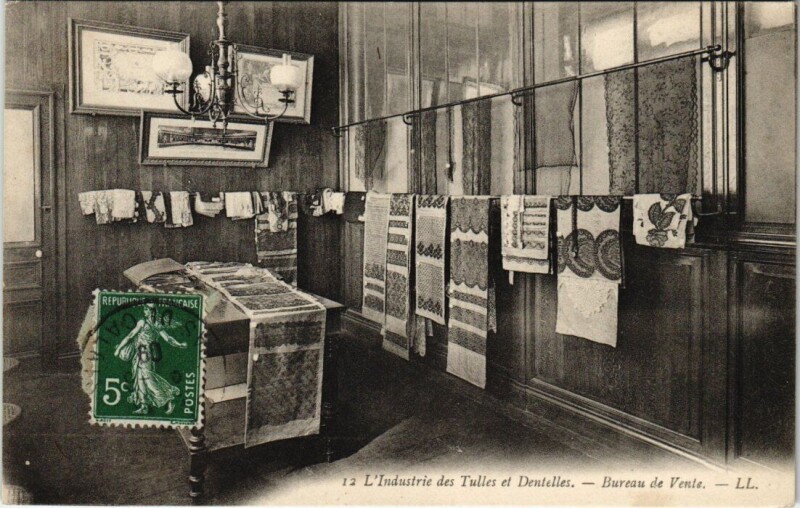Carte postale ancienne L'ind. des Tulles et Dentelles - Bureau ed Vente