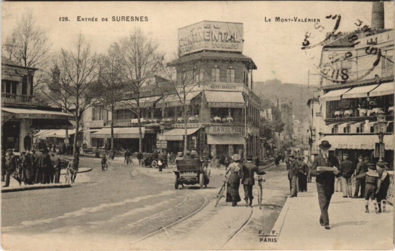 Carte postale ancienne Entrée de Suresnes - Le Mont Valérien à Suresnes