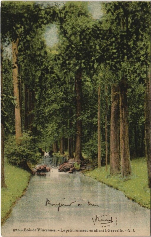 Carte postale ancienne Bois de Vincennes - Le petit ruisseau en ailant à Vincennes