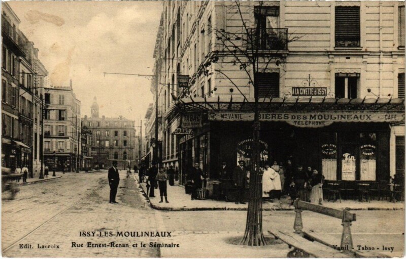 Carte postale ancienne Issy-les-Moulineaux - Rue Ernest Renan et le Séminaire à Issy-les-Moulineaux