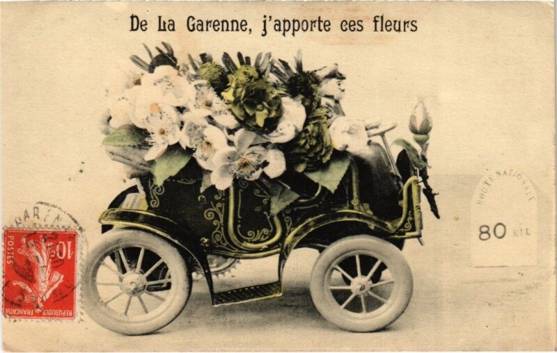 Carte postale ancienne La Garenne - J'Apporte ces fleurs