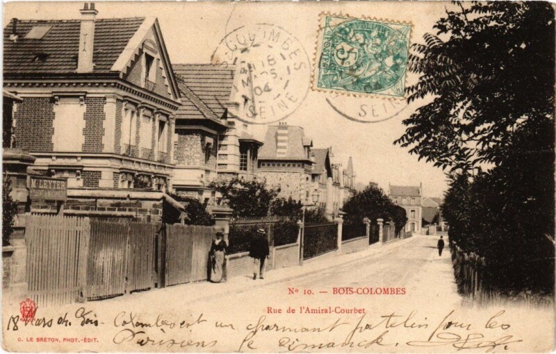Carte postale ancienne Bois-Colombes - Rue de l'amiral-Courbet à Bois-Colombes