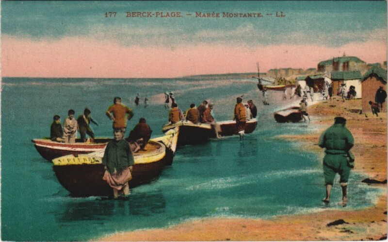 Carte postale ancienne Berck-Plage-Marée Montante à Berck