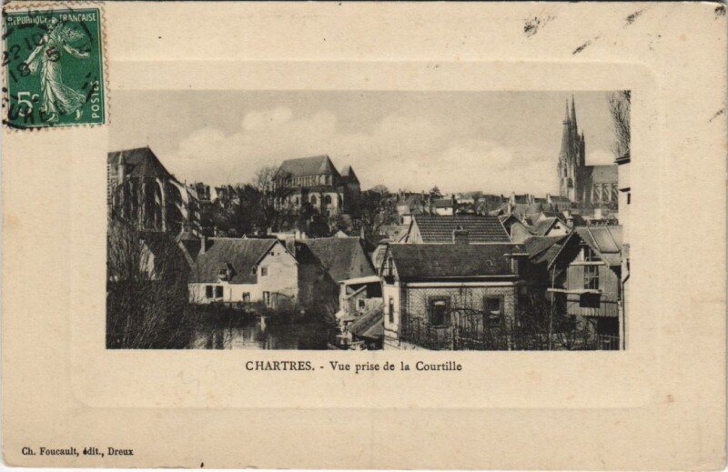 Carte postale ancienne Chartres-Vue prise de la Courtille à Chartres