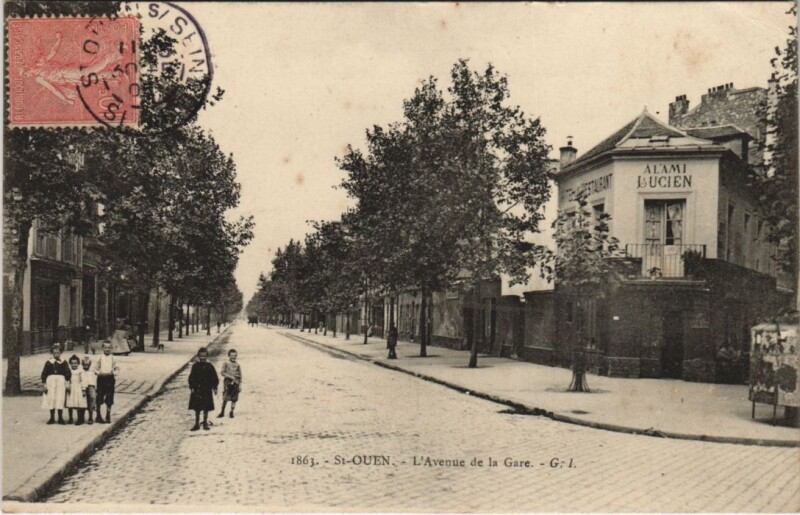 Carte postale ancienne L'Avenue de la Gare à Saint-Ouen-sur-Seine